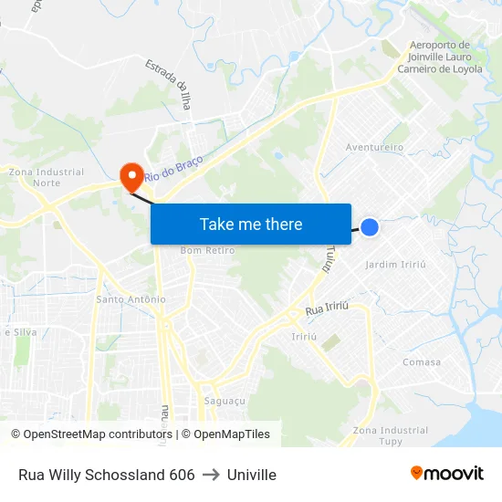 Rua Willy Schossland 606 to Univille map