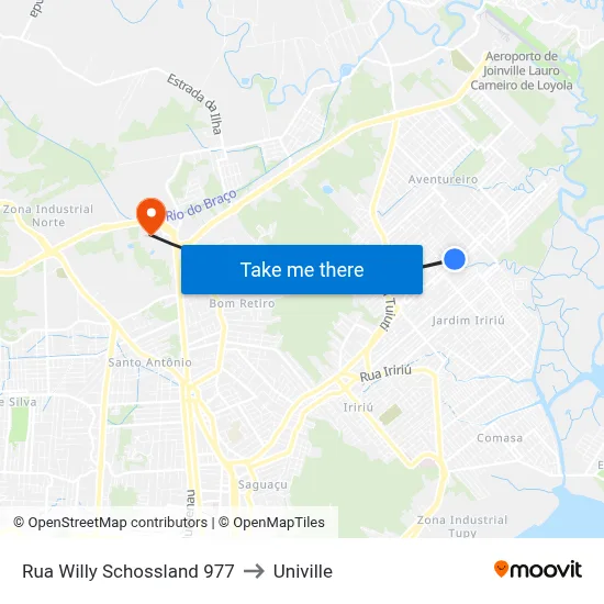 Rua Willy Schossland 977 to Univille map