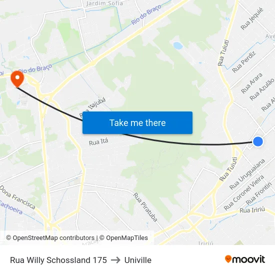 Rua Willy Schossland 175 to Univille map