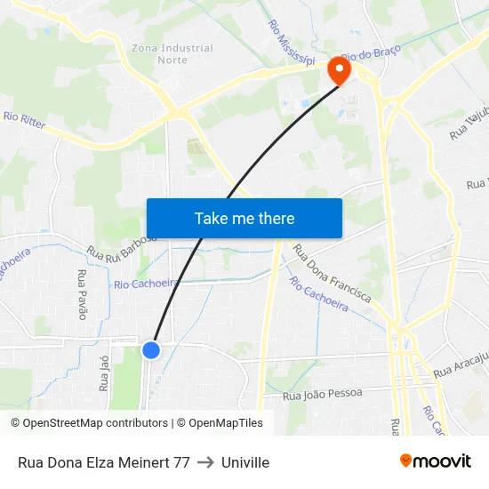 Rua Dona Elza Meinert 77 to Univille map