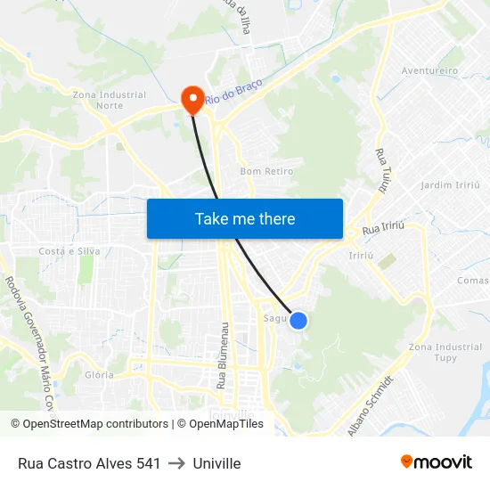 Rua Castro Alves 541 to Univille map