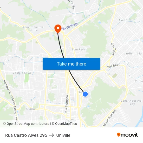 Rua Castro Alves 295 to Univille map
