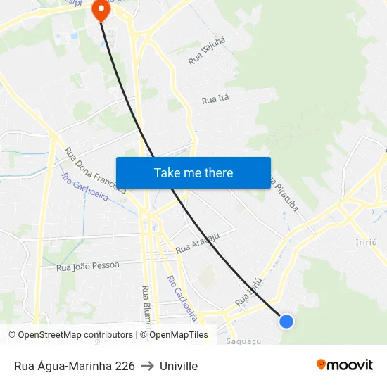 Rua Água-Marinha 226 to Univille map