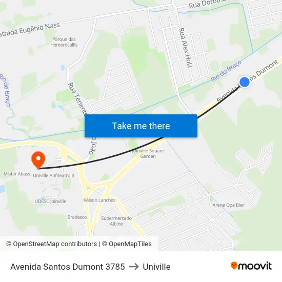 Avenida Santos Dumont 3785 to Univille map