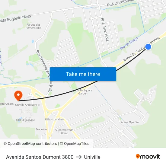 Avenida Santos Dumont 3800 to Univille map