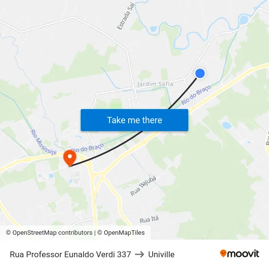 Rua Professor Eunaldo Verdi 337 to Univille map