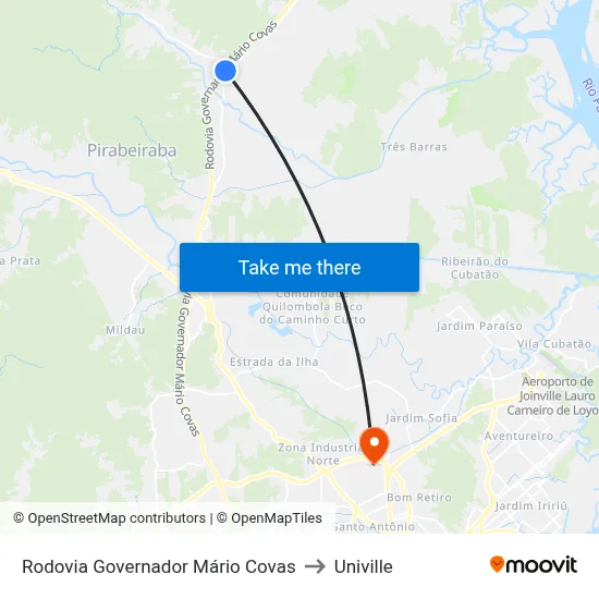 Rodovia Governador Mário Covas to Univille map