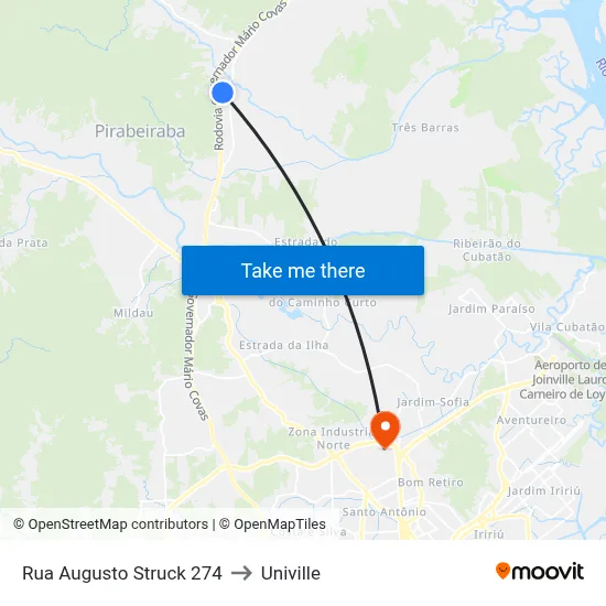 Rua Augusto Struck 274 to Univille map
