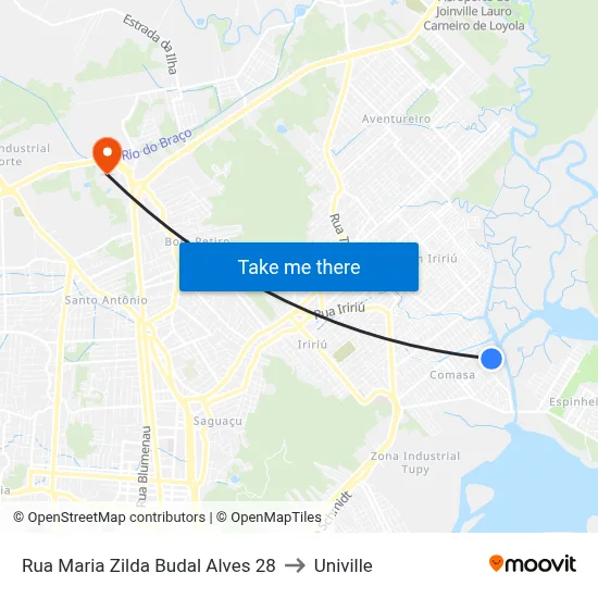 Rua Maria Zilda Budal Alves 28 to Univille map
