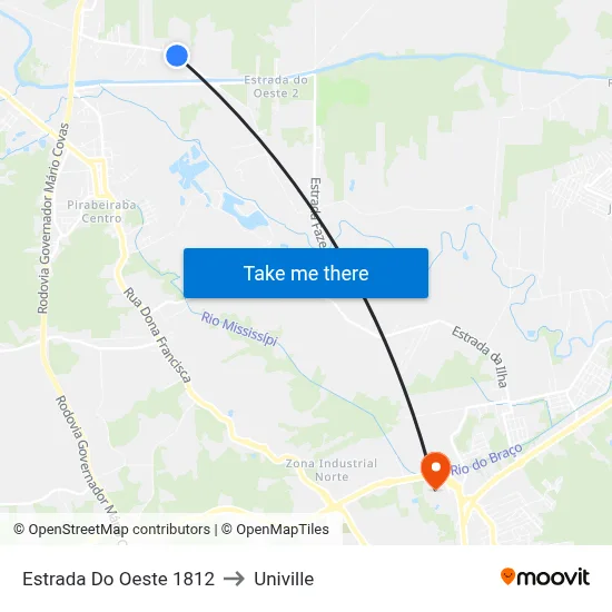 Estrada Do Oeste 1812 to Univille map