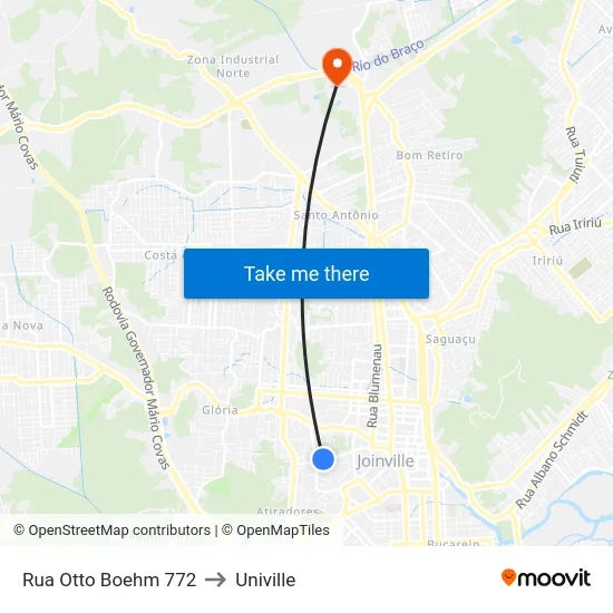 Rua Otto Boehm 772 to Univille map