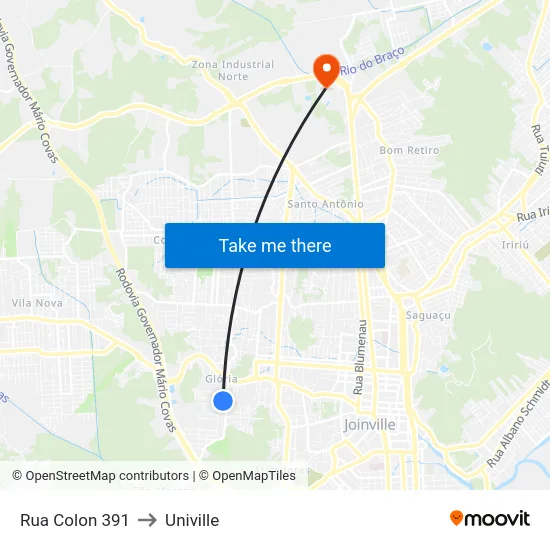 Rua Colon 391 to Univille map