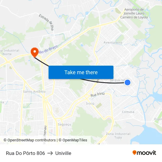 Rua Do Pôrto 806 to Univille map