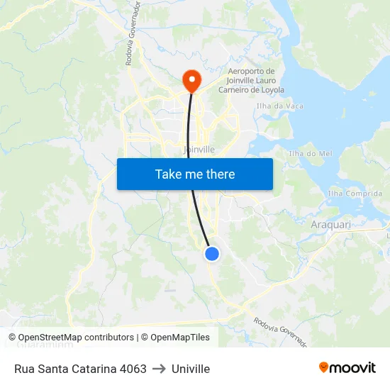 Rua Santa Catarina 4063 to Univille map