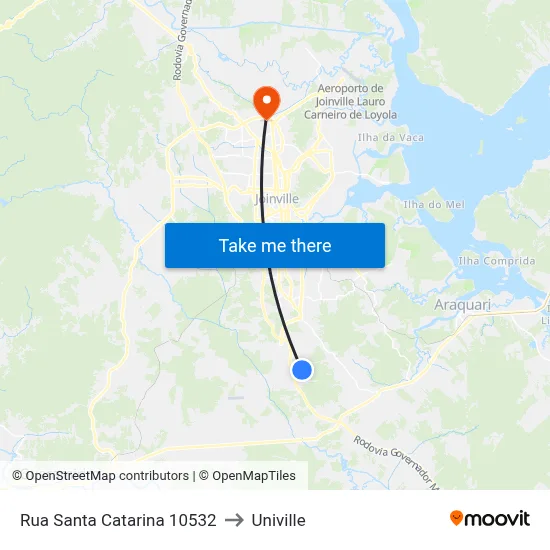 Rua Santa Catarina 10532 to Univille map