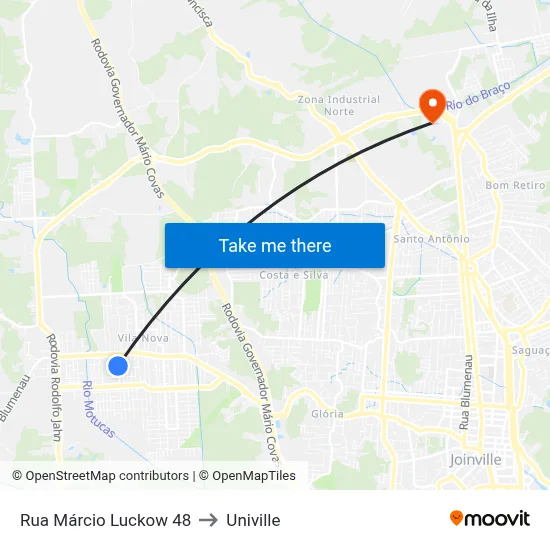 Rua Márcio Luckow 48 to Univille map