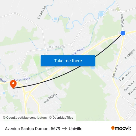 Avenida Santos Dumont 5679 to Univille map