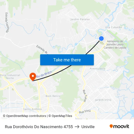 Rua Dorothóvio Do Nascimento 4755 to Univille map