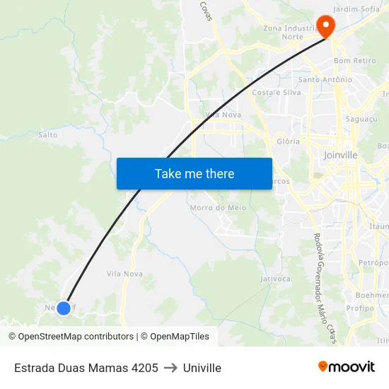 Estrada Duas Mamas 4205 to Univille map