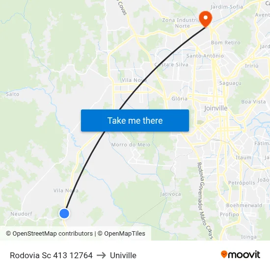 Rodovia Sc 413 12764 to Univille map