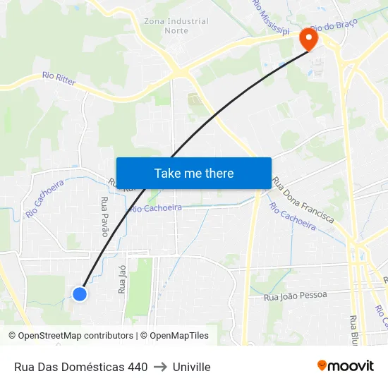Rua Das Domésticas 440 to Univille map