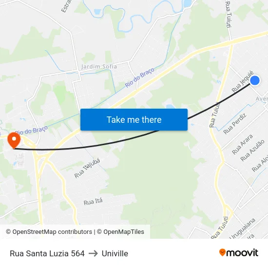 Rua Santa Luzia 564 to Univille map