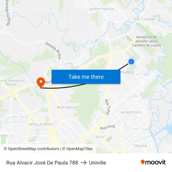 Rua Alvacir José De Paula 788 to Univille map