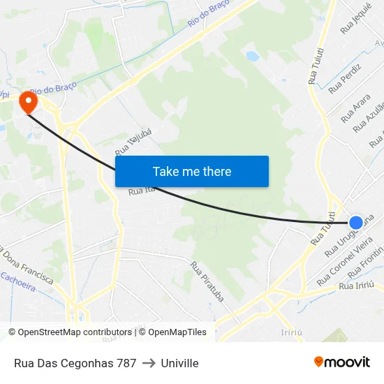 Rua Das Cegonhas 787 to Univille map