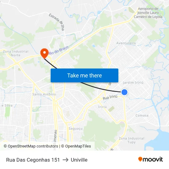 Rua Das Cegonhas 151 to Univille map