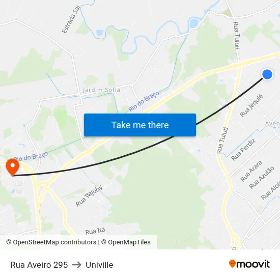 Rua Aveiro 295 to Univille map
