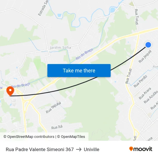 Rua Padre Valente Simeoni 367 to Univille map