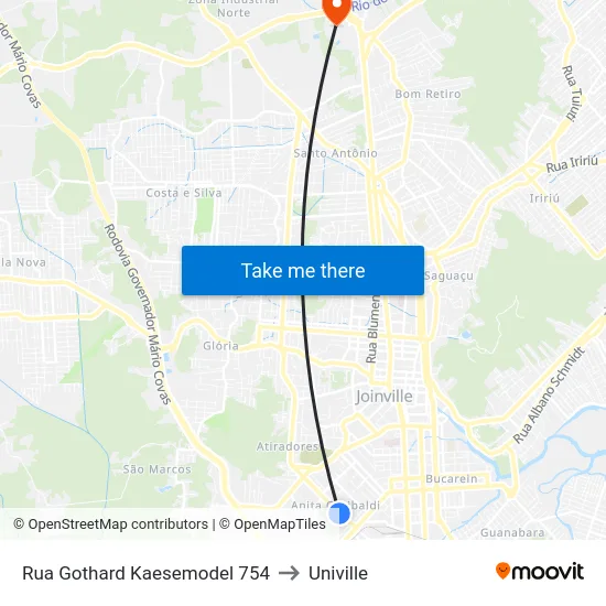 Rua Gothard Kaesemodel 754 to Univille map