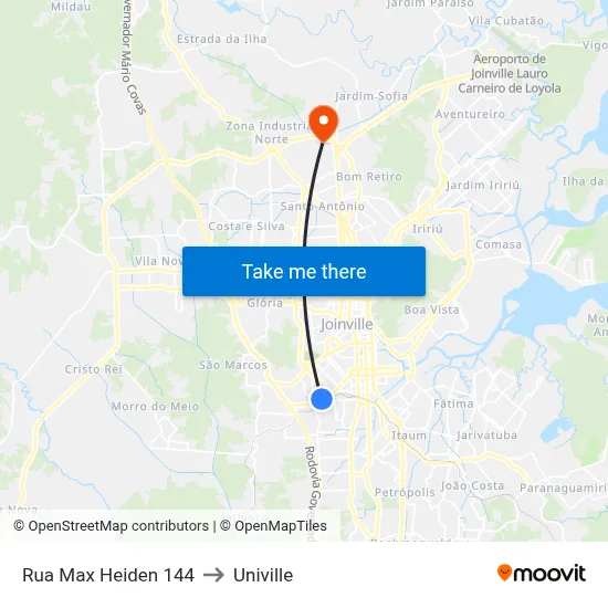Rua Max Heiden 144 to Univille map