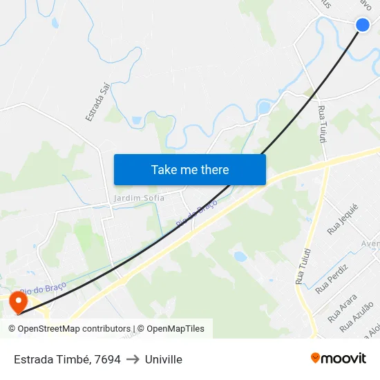 Estrada Timbé, 7694 to Univille map