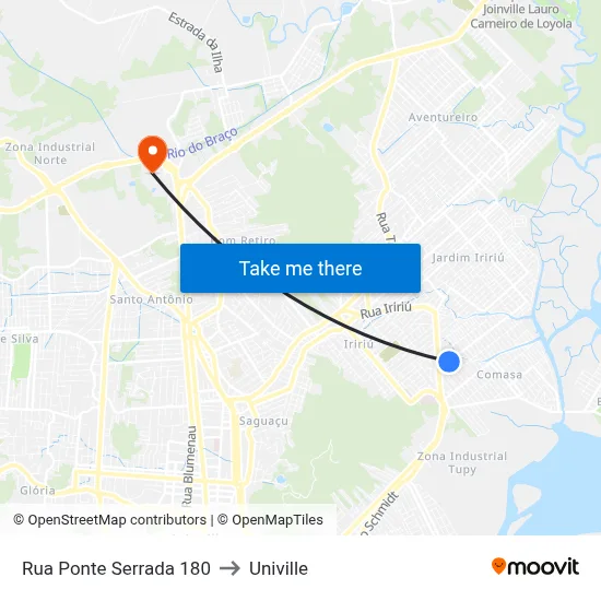 Rua Ponte Serrada 180 to Univille map