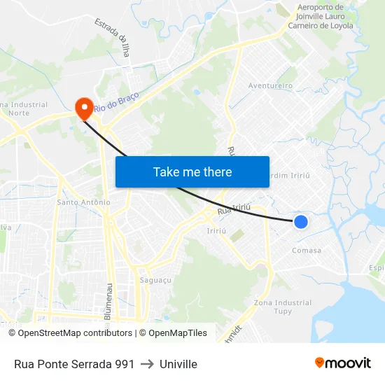 Rua Ponte Serrada 991 to Univille map