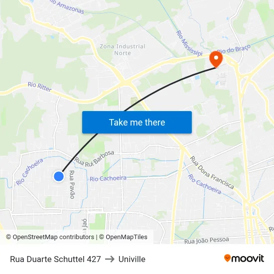 Rua Duarte Schuttel 427 to Univille map