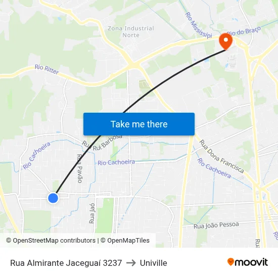 Rua Almirante Jaceguaí 3237 to Univille map