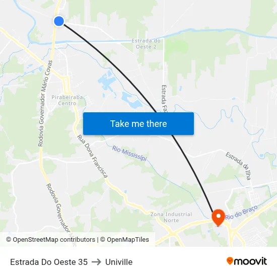 Estrada Do Oeste 35 to Univille map