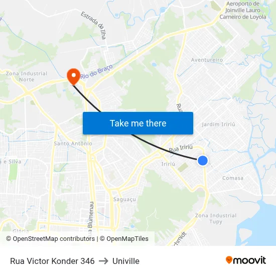 Rua Victor Konder 346 to Univille map