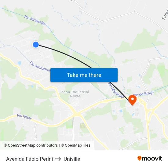 Avenida Fábio Perini to Univille map