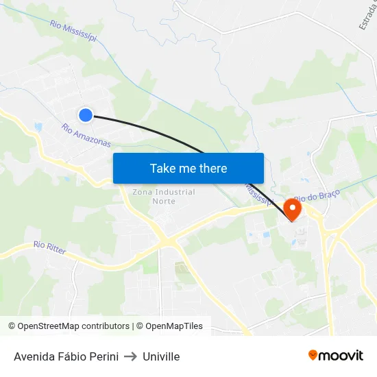 Avenida Fábio Perini to Univille map