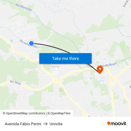 Avenida Fábio Perini to Univille map