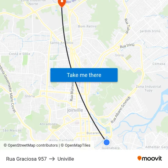 Rua Graciosa 957 to Univille map