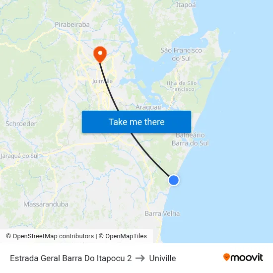 Estrada Geral Barra Do Itapocu 2 to Univille map
