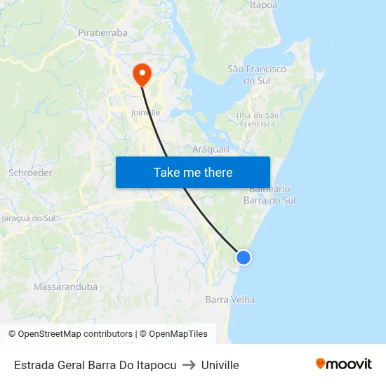 Estrada Geral Barra Do Itapocu to Univille map