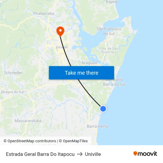 Estrada Geral Barra Do Itapocu to Univille map