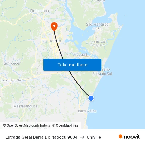 Estrada Geral Barra Do Itapocu 9804 to Univille map