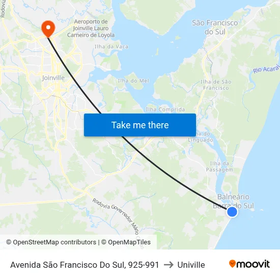Avenida São Francisco Do Sul, 925-991 to Univille map