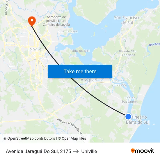 Avenida Jaraguá Do Sul, 2175 to Univille map